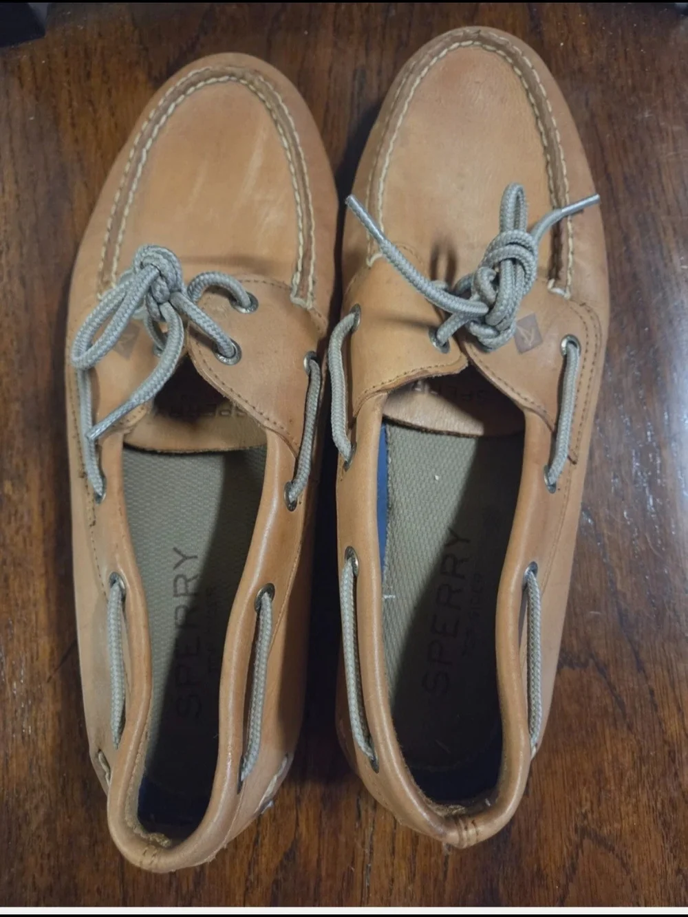 Sperry Top Sider Old School Tan Leather Moc Toe Boat Shoes